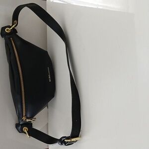 BCBG Black Belt Bag with Gold Details NWT